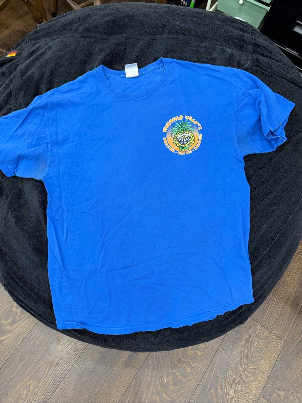 Blue Men's Graphic Crewneck T-Shirt - Pineapple Design